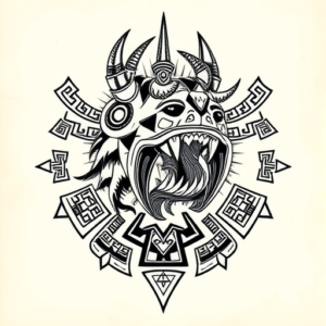 Aztec Cerberus Tattoo
