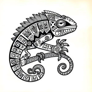 Aztec Chameleon Tattoo