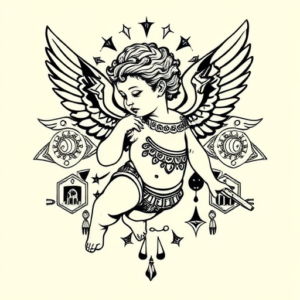 Aztec Cherub Tattoo