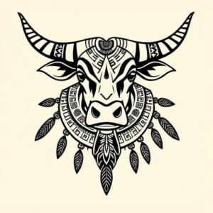 Aztec Cow Tattoo