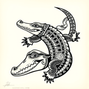 Aztec Crocodile Tattoo