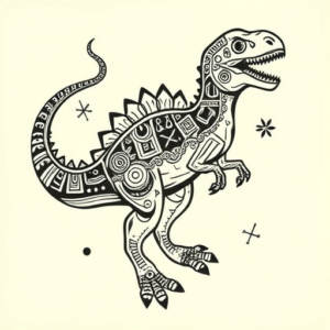Aztec Dinosaur Tattoo