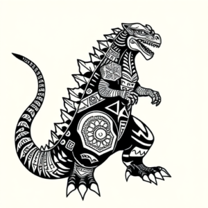 Aztec Godzilla Tattoo