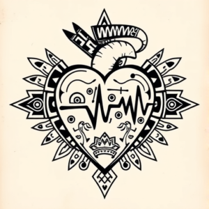 Aztec Heartbeat Tattoo