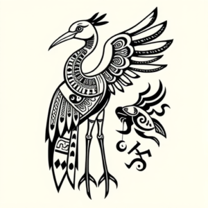 Aztec Heron Tattoo