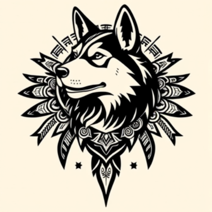 Aztec Husky Tattoo