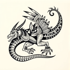 Aztec Mythosaur Tattoo