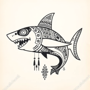 Aztec Shark Tattoo