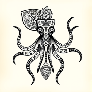 Aztec Squid Tattoo