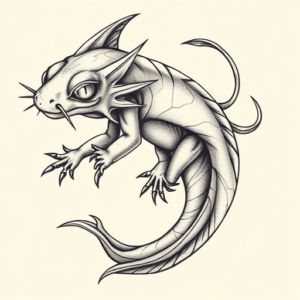 Bio-Organic Axolotl Tattoo