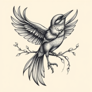 Bio-Organic Bird Tattoo