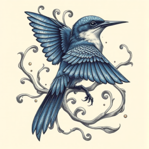 Bio-Organic Bluebird Tattoo