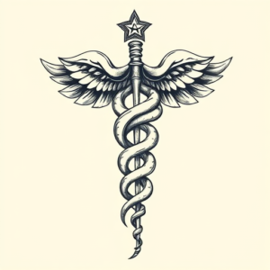 Bio-Organic Caduceus Tattoo