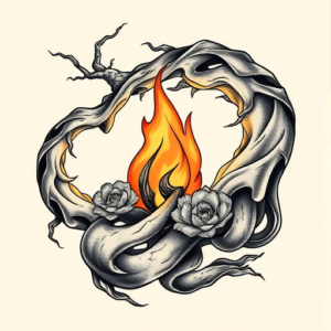 Bio-Organic Campfire Tattoo