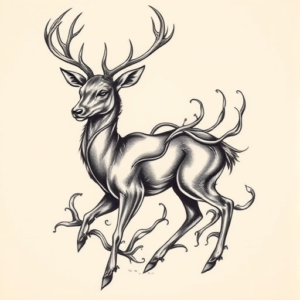 Bio-Organic Deer Tattoo