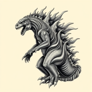 Bio-Organic Godzilla Tattoo