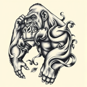 Bio-Organic Gorilla Tattoo