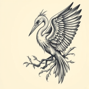Bio-Organic Heron Tattoo
