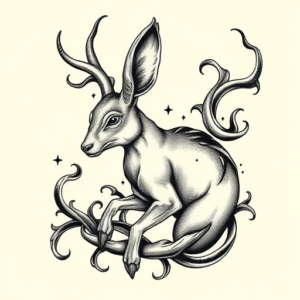 Bio-Organic Jackalope Tattoo