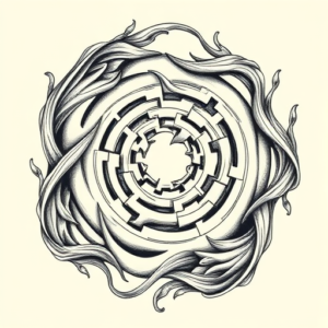 Bio-Organic Labyrinth Tattoo