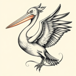 Bio-Organic Pelican Tattoo