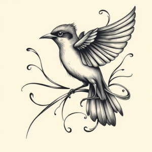 Bio-Organic Sparrow Tattoo