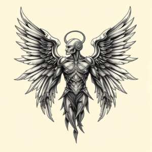 Biomechanical Angel Tattoo