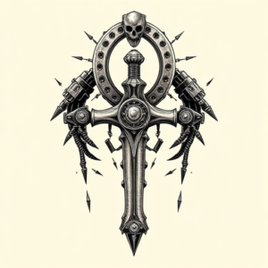 Biomechanical Ankh Tattoo