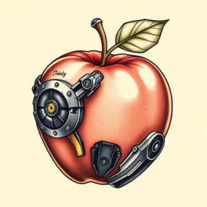 Biomechanical Apple Tattoo