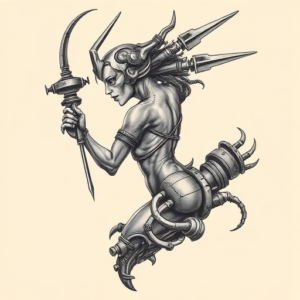 Biomechanical Artemis Tattoo