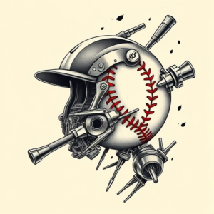 Biomechanical Baseball Tattoo
