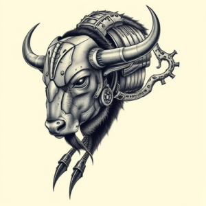 Biomechanical Bison Tattoo