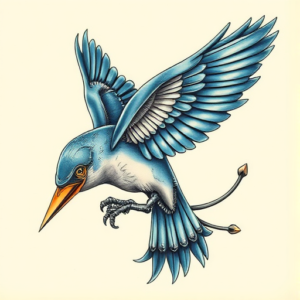 Biomechanical Bluebird Tattoo