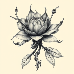 Biomechanical Botanical Tattoo