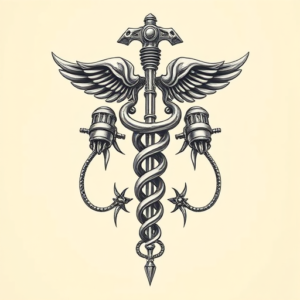 Biomechanical Caduceus Tattoo