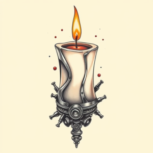 Biomechanical Candle Tattoo