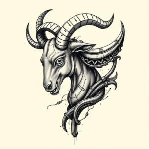 Biomechanical Capricorn Tattoo