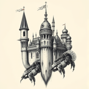 Biomechanical Castle Tattoo