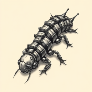 Biomechanical Caterpillar Tattoo