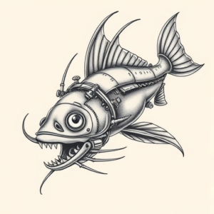 Biomechanical Catfish Tattoo