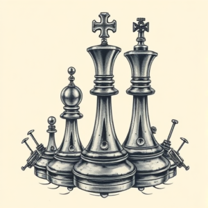 Biomechanical Chess Tattoo