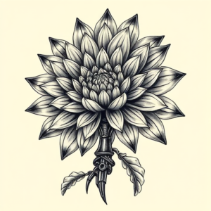Biomechanical Chrysanthemum Tattoo