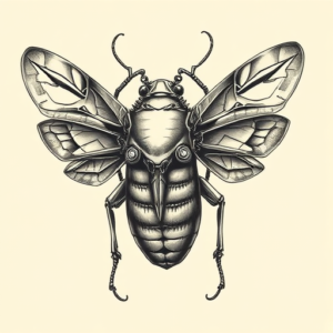 Biomechanical Cicada Tattoo