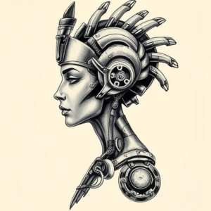Biomechanical Cleopatra Tattoo