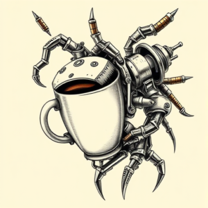 Biomechanical Coffee Tattoo