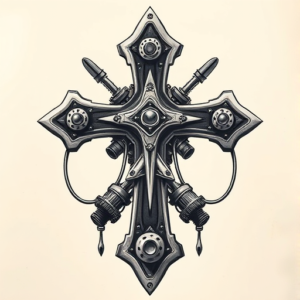 Biomechanical Cross Tattoo