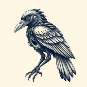 Biomechanical Crow Tattoo