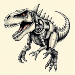 Biomechanical Dinosaur Tattoo