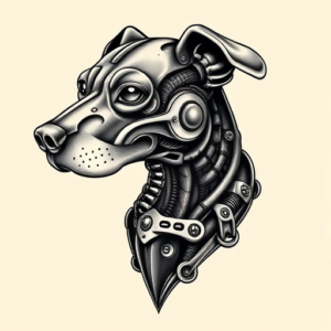 Biomechanical Dog Tattoo