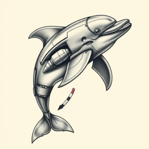Biomechanical Dolphin Tattoo